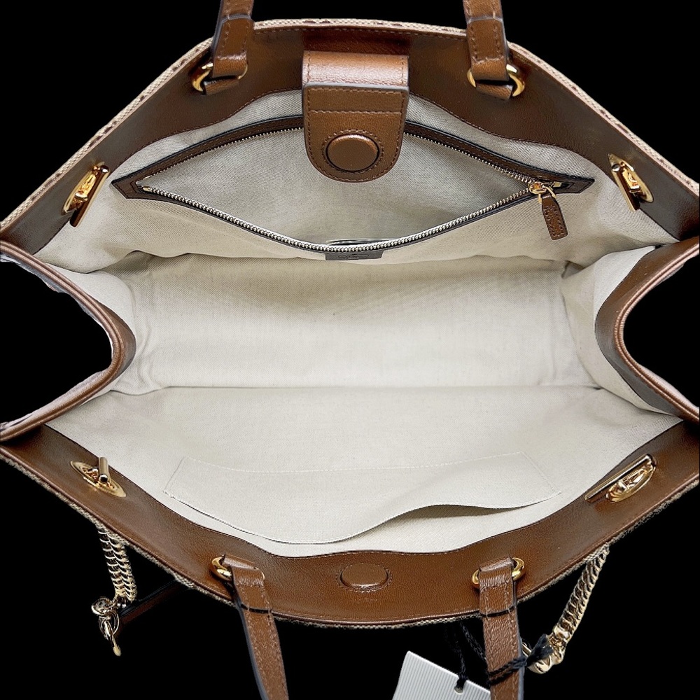 NEW Gucci Horsebit GG Supreme Monogram Canvas Large Top Handle Tote Bag - Picture 11 of 13
